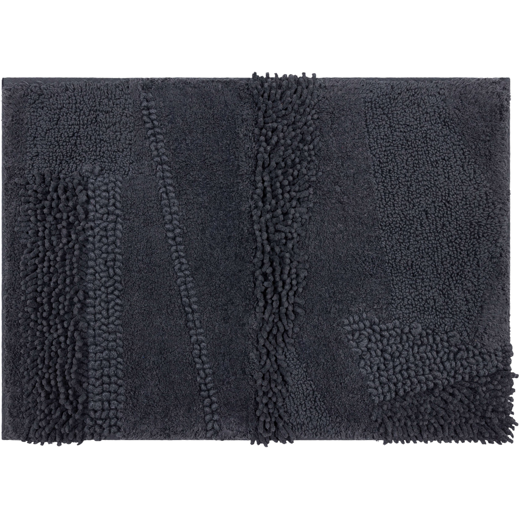 Laverne Solid Cotton Bath Rug, Charcoal, 17" W x 24" L