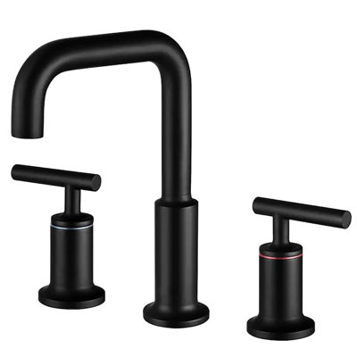 Widespread Matte Black Bathroom Faucet With Accurate Temp Control & Brass 8-Inch Spread Drip- Feature Ceramic