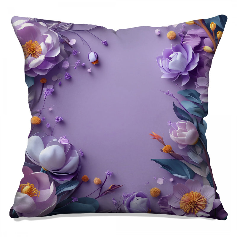 Purple Floral Arrangement Double Sided Throw Pillows, 18 x 18 inches