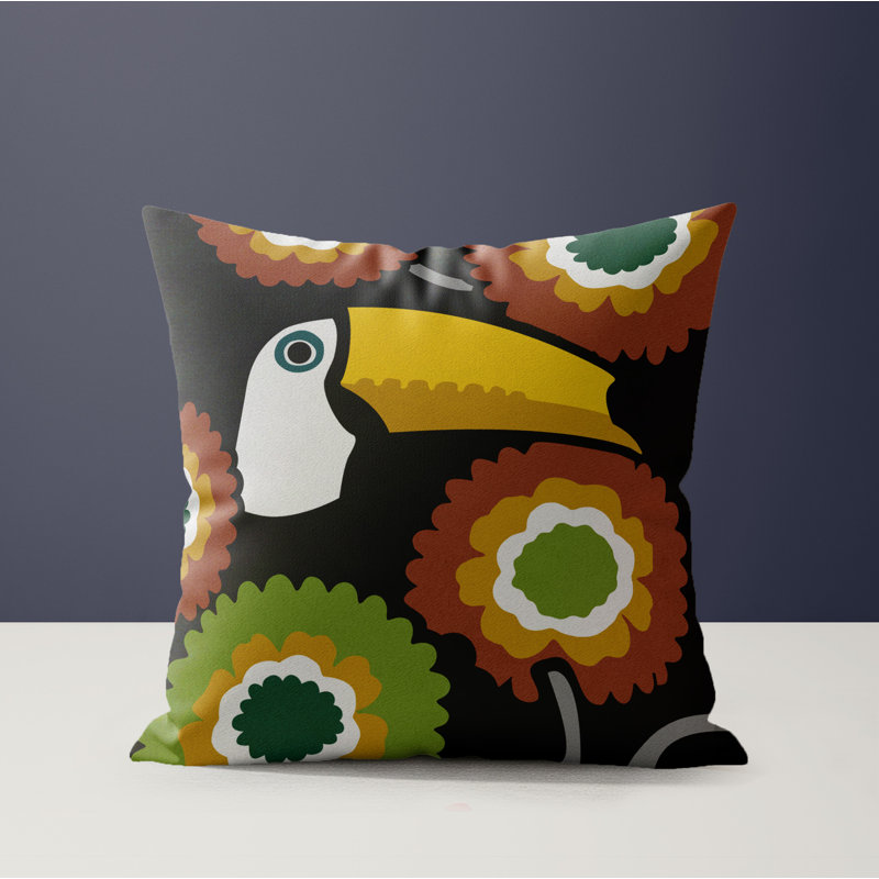 Coussin Alka, Carré 16 po, Black/Brown/Ochre/Green