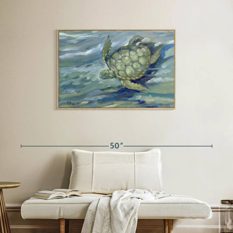 Tortue de mer East Point, Cadre flottant en bois naturel, 37 po x 25 po
