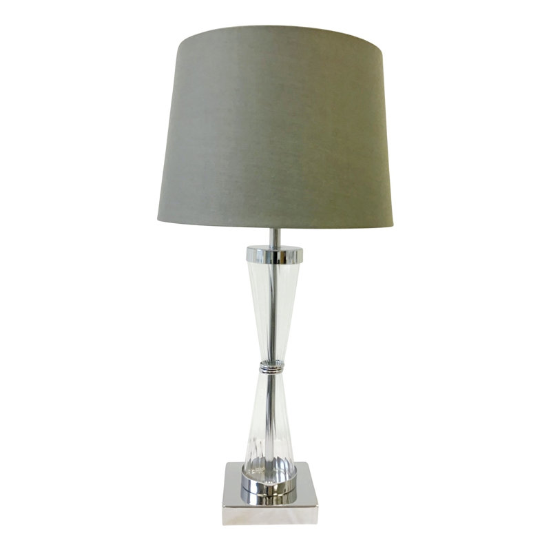Duncansville Metal Table Lamp, White, Polished Chrome