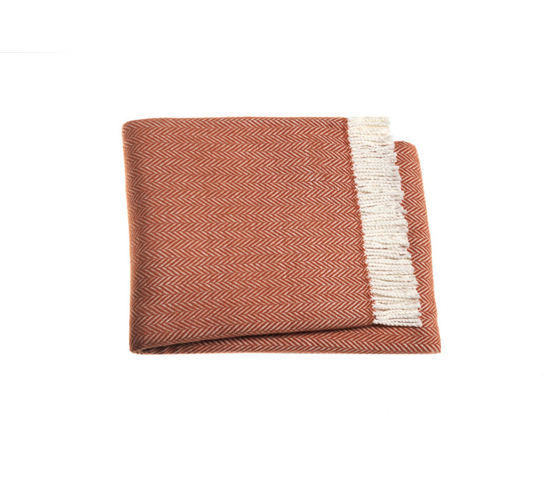 Jeté Slanted, Orange / chevron blanc