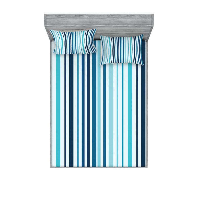 Ensemble de draps et taies décoratives Ambesonne, bleu ciel et bleu foncé, Ensemble de draps pour très grand lit californien