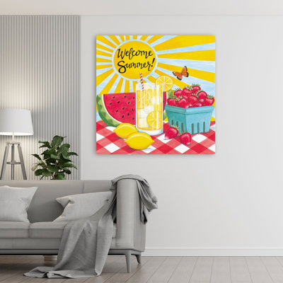 Welcome Summer Watermelon Contemporary Typography Art