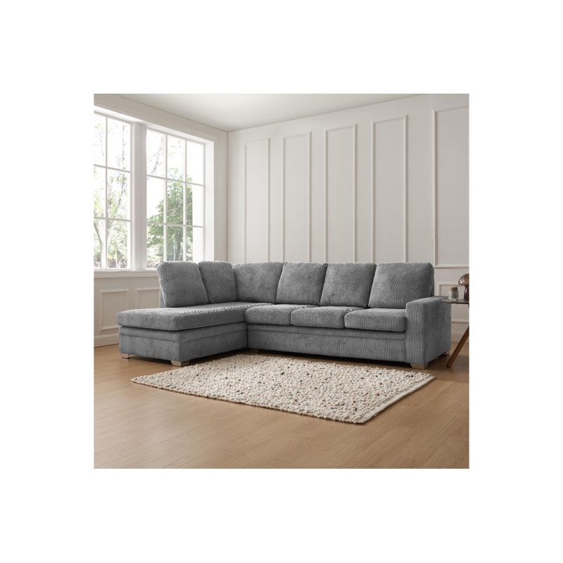 Porath Left-Hand Facing Upholstered Corner Sofa, Grey, Left Hand Facing