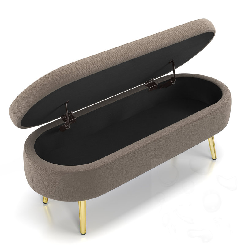 Oval Storage Bench With Metal Legs, Brown