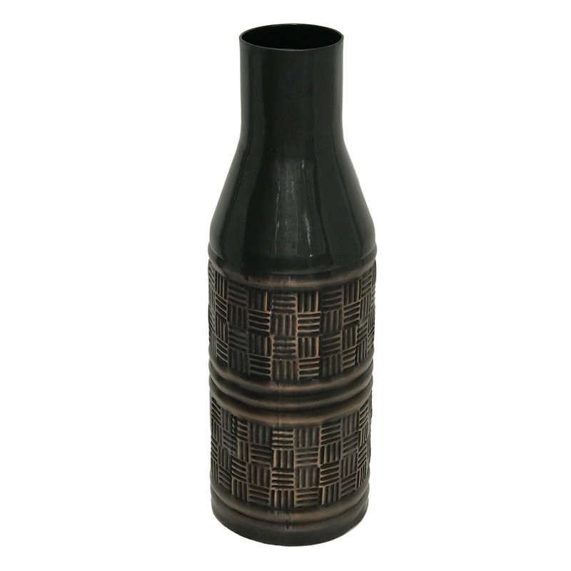Eila Handmade Metal Table Vase, 12" H x 4.4" W x 4.5" D