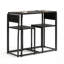 Ensemble 3 pièces de table de bar et chaises noires, petit ensemble de salle à manger à hauteur de comptoir pour 2 personnes, meubles de bistro de patio