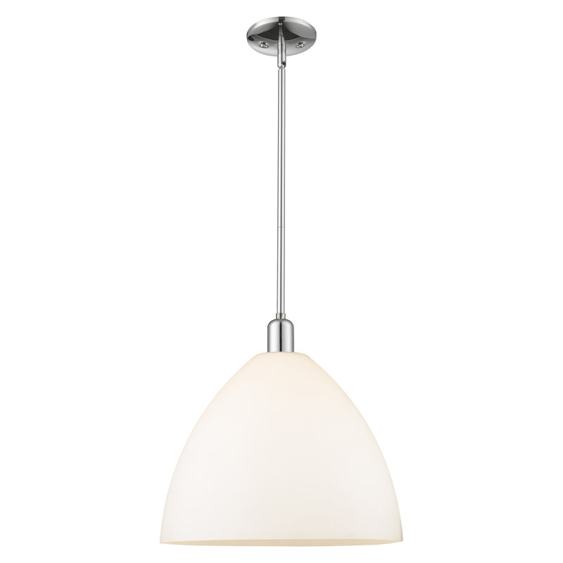 Arcadia - Bristol - Mini-luminaire suspendu avec tige 16 po 1 lumière - Finition chrome poli - Abat-jour blanc mat, Blanc mat