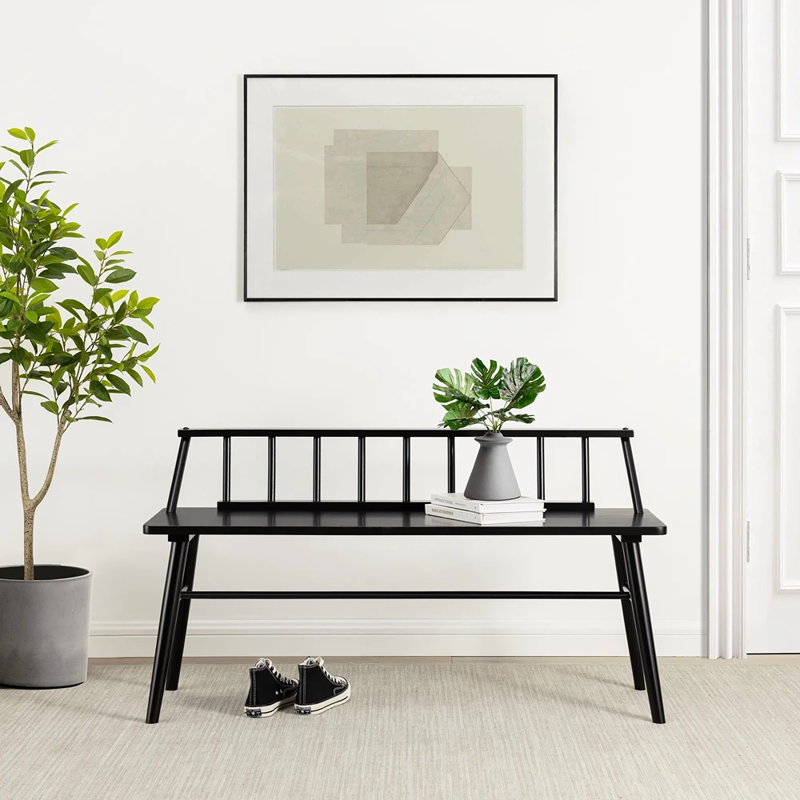 Margr 47" Low Back Wood Bench, Black
