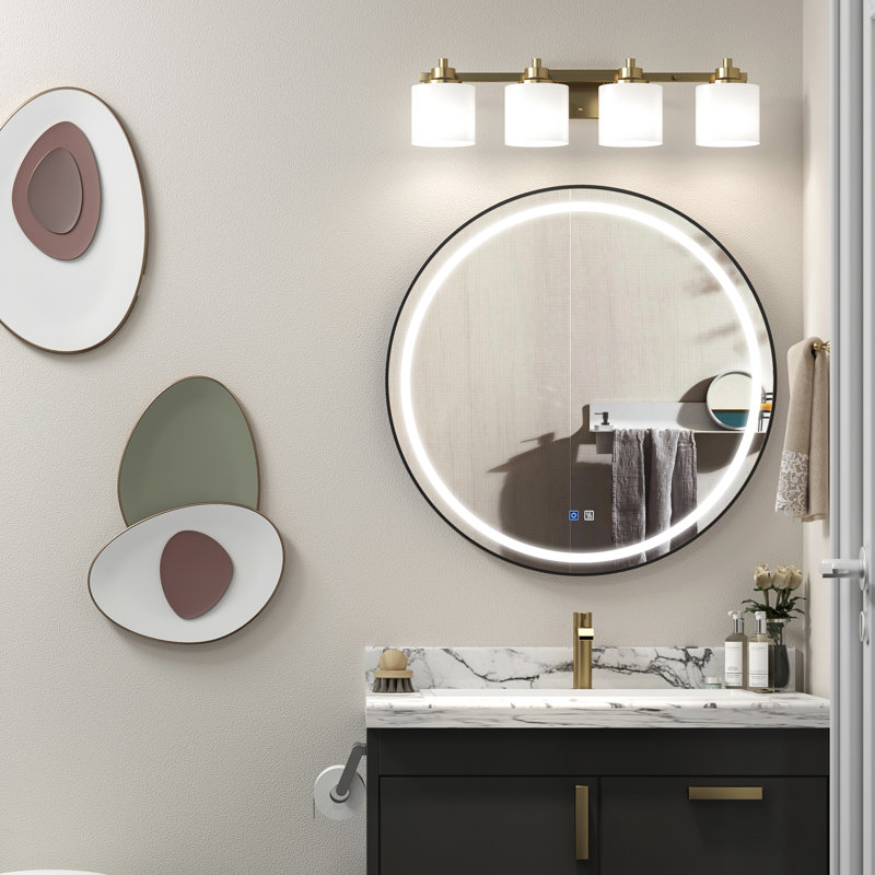 Glenolden Frameless LED Round Vanity Mirror with Lights, with Anti-Fog Dimmable Function, 32" x 32"