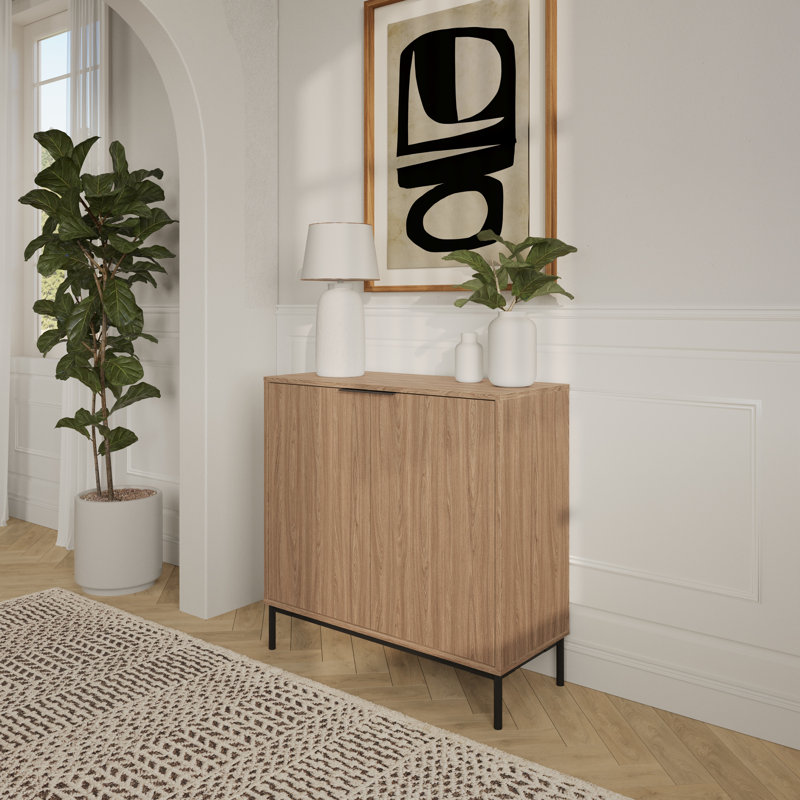 Slim 2-Door Storage Cabinet, Brown