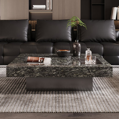 Table basse moderne et minimaliste carrée en pierre de luxe