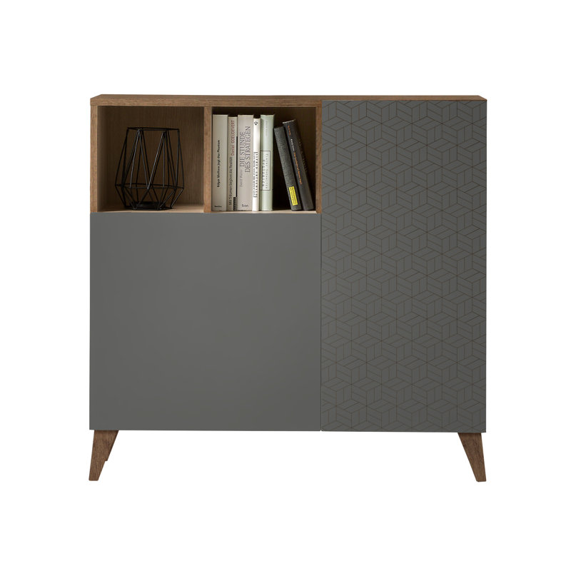 12 Pair Shoe Storage Cabinet, Walnut/Jet Black
