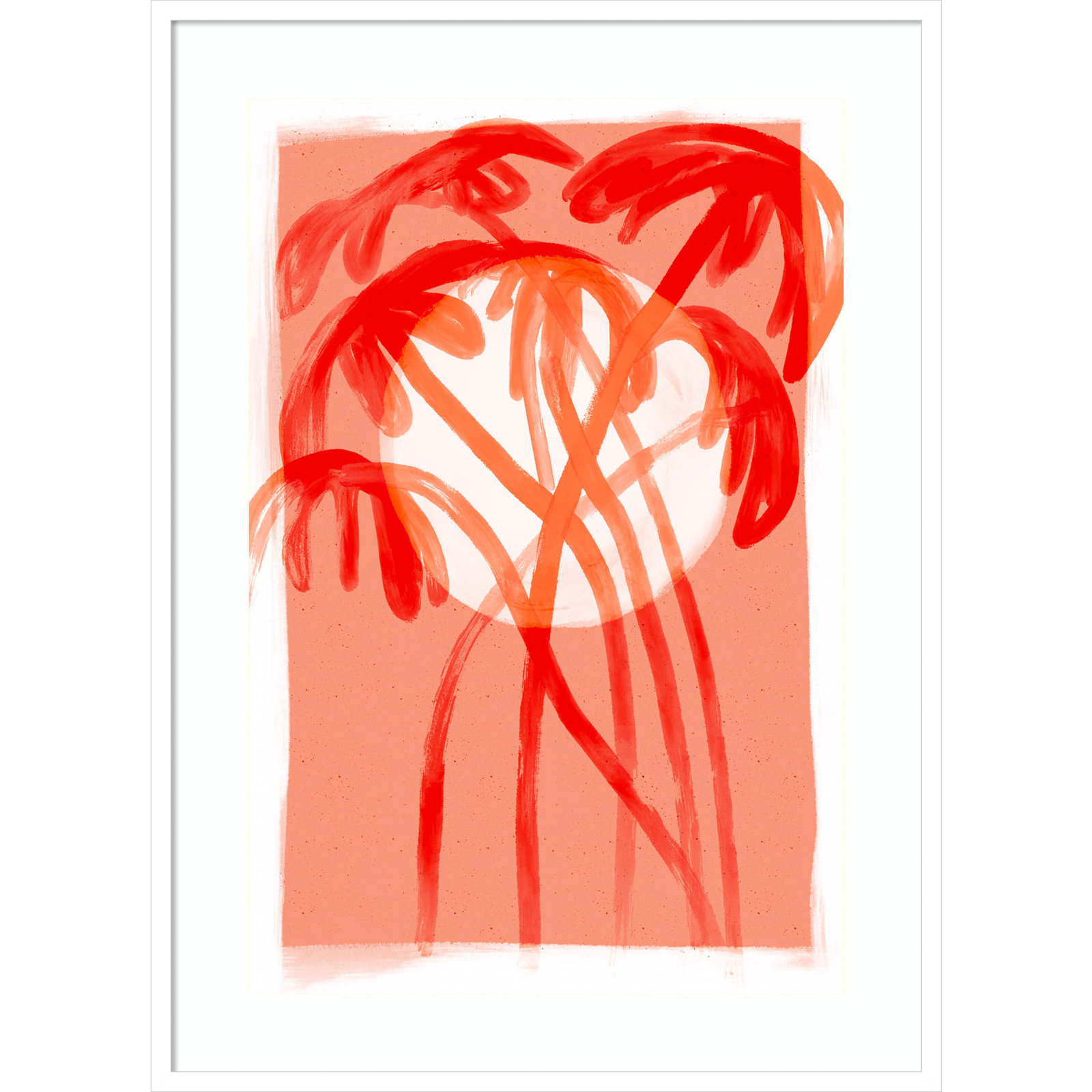Galya "Palms at Sunset" Print by Treechild, 41" H x 30" W, White