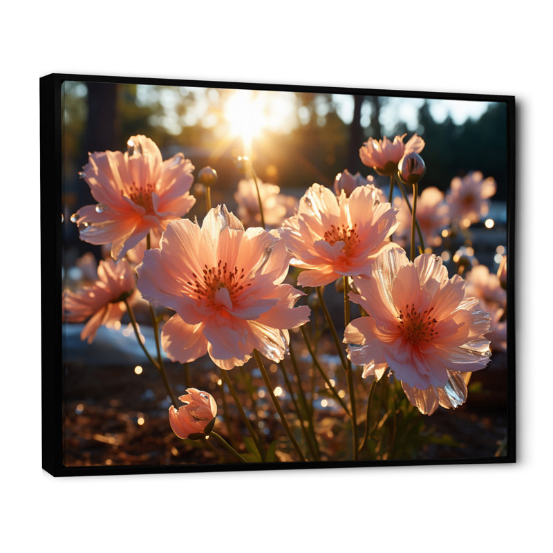 Carnations Field I, reproduction d'art sur toile, H 34 po x l 44 po x P 1,5 po, Cadre flottant noir