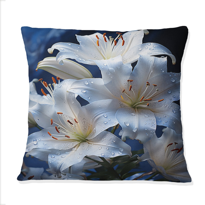 Fleurs, sérénité en blanc - Coussin décoratif imprimé de fleurs