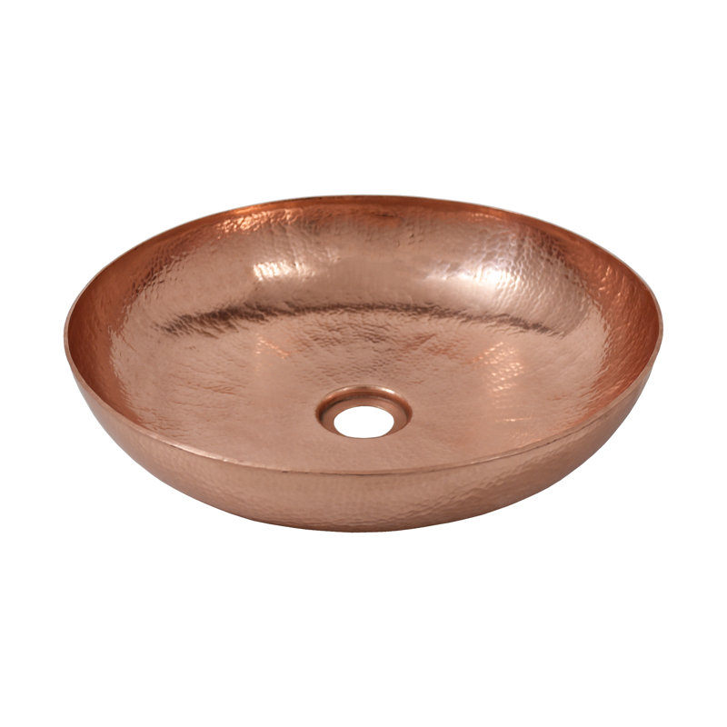 Maestro Copper Circular Vessel Bathroom Sink, Polished Copper