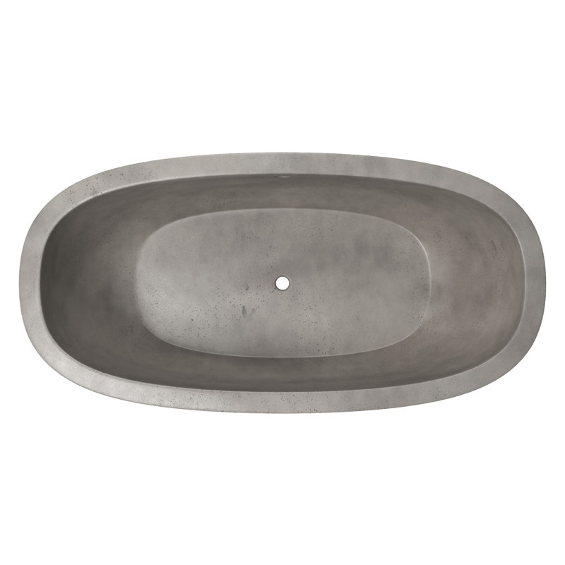 Avalon NativeStone Freestanding Soaking Cement Bathtub, Ash, 23" H x 36" W x 72" L