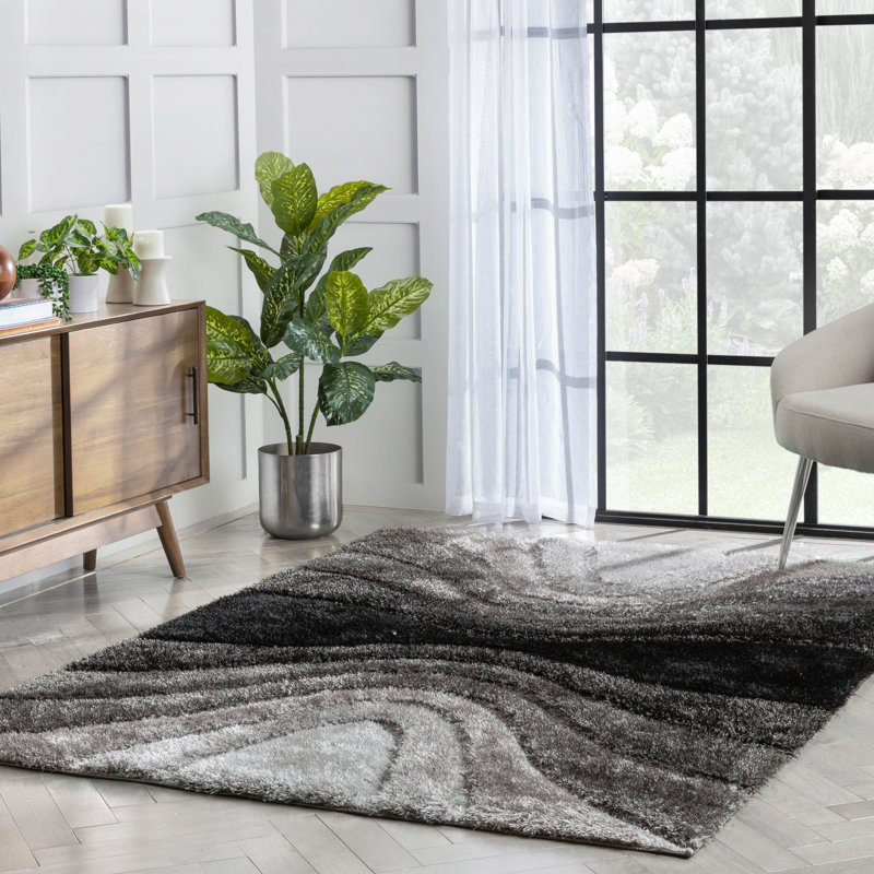San Francisco 3D Textured Black/Grey Rug, Rectangle 120 x 160cm
