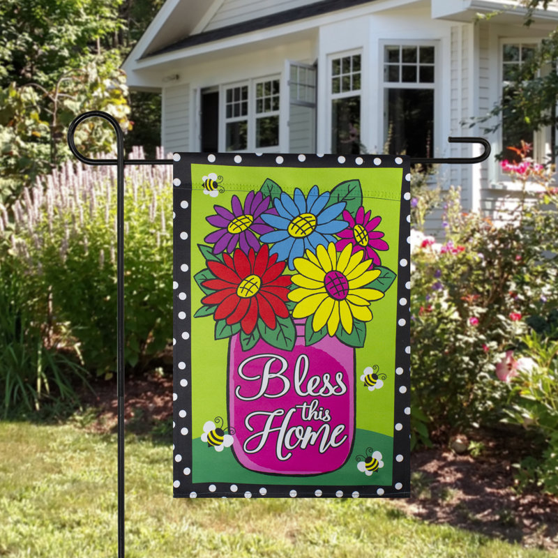 Drapeau «Bless this Home», H 18 po x l 12,5 po