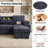 Latitude Run® 91.5 " Modern Shariff Reversible Chenille Upholstered Sleeper Sectional Sofa with Storage Chaise-1938120674