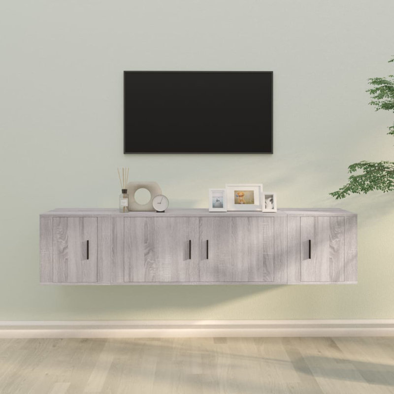 Lameen Unfinished Floating TV Stand for TVs up to 78", Grey Sonoma