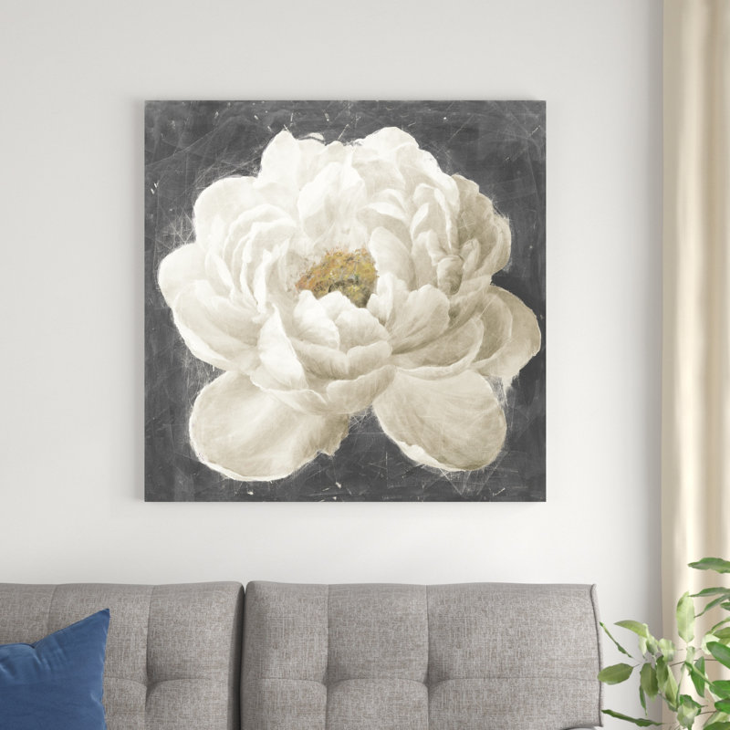 Fleur vive I fleur blanche, H 36 po x l 36 po x P 1,25 po