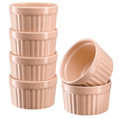 Kook Round Ceramic 6 Piece Crème Brulee Dish Bakeware Set