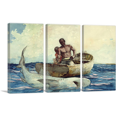 " Shark Fishing 1885 " by Winslow Homer 3 - Pieces Painting Print