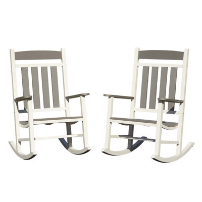 Outdoor Rocking Chairs Set Of 2, Durable HDPE Patio Oversized Rockers For Adults, Porch Rocking Chair With 380Lbs Support, Weather-Resistant