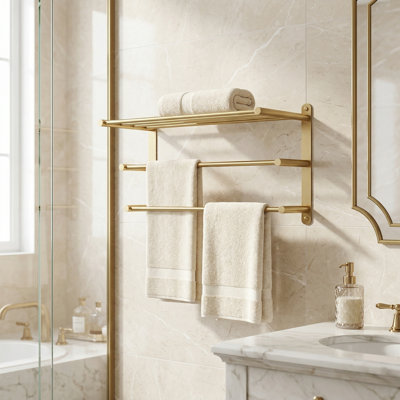 3-Tier 24" Stainless Steel Wall Mounted Towel Rack With Concealed Mounting Hardware