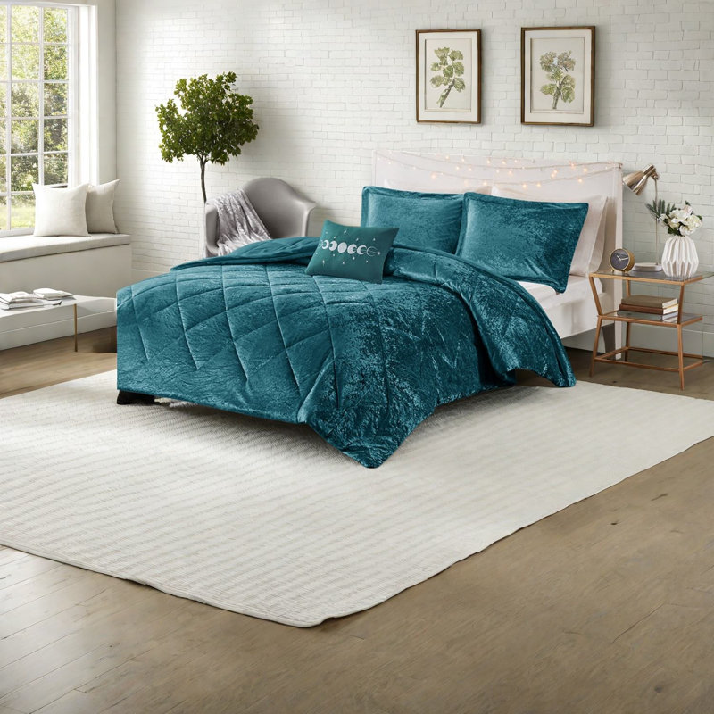 Ensembles de literie de luxe, grand lit en velours de polyester, maison de chambre à coucher moderne