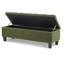 Banc repose-pieds avec rangement, surface bouclée verte, pieds en bois d'hévéa, capacité de 300 lb-2073702821