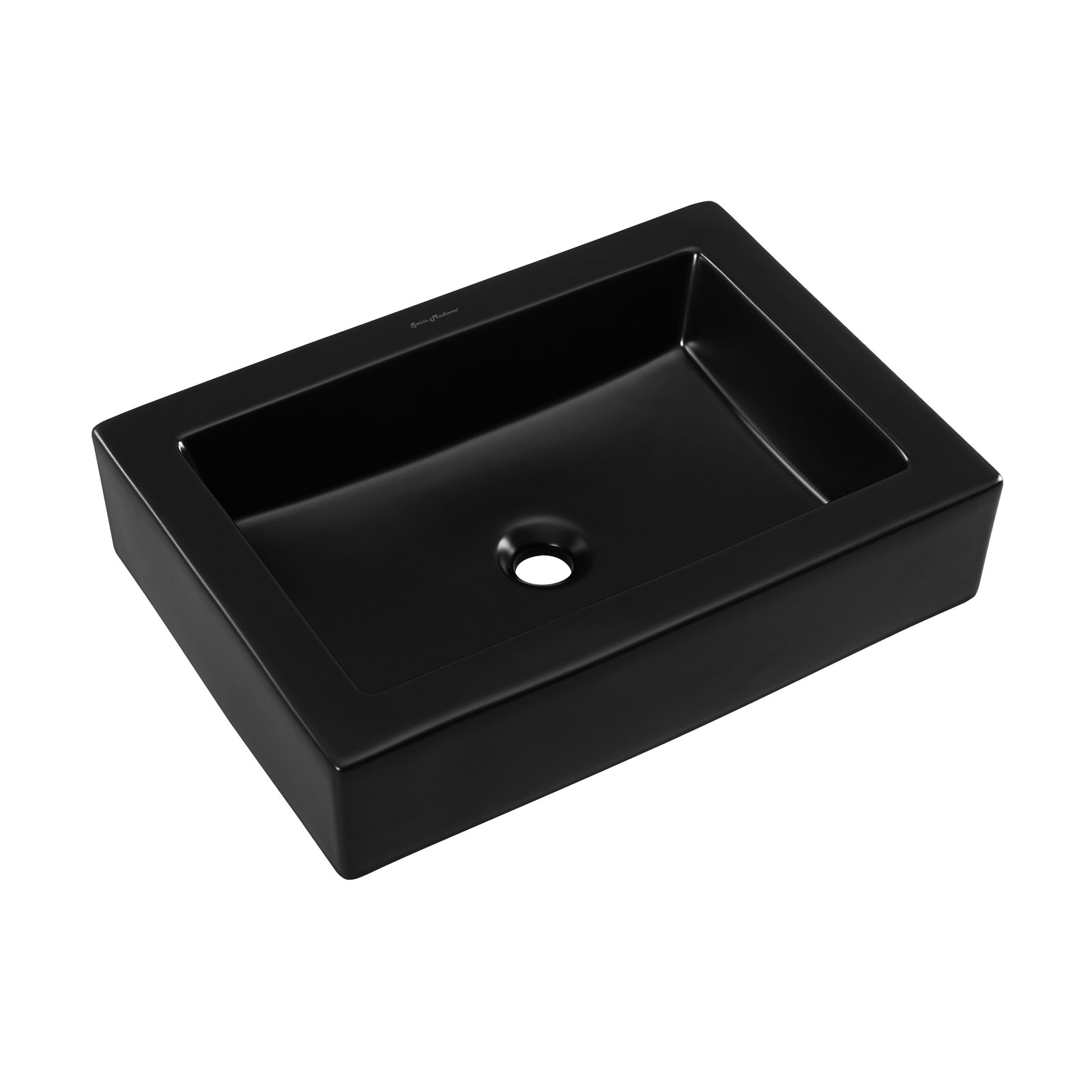 Voltaire 22" Ceramic Vessel Bathroom Sink, Black