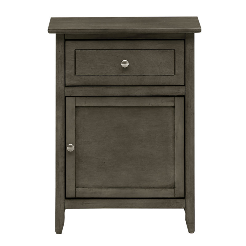 Modern Nightstand, Nightstand with 1 Drawer 1 Door, Gray