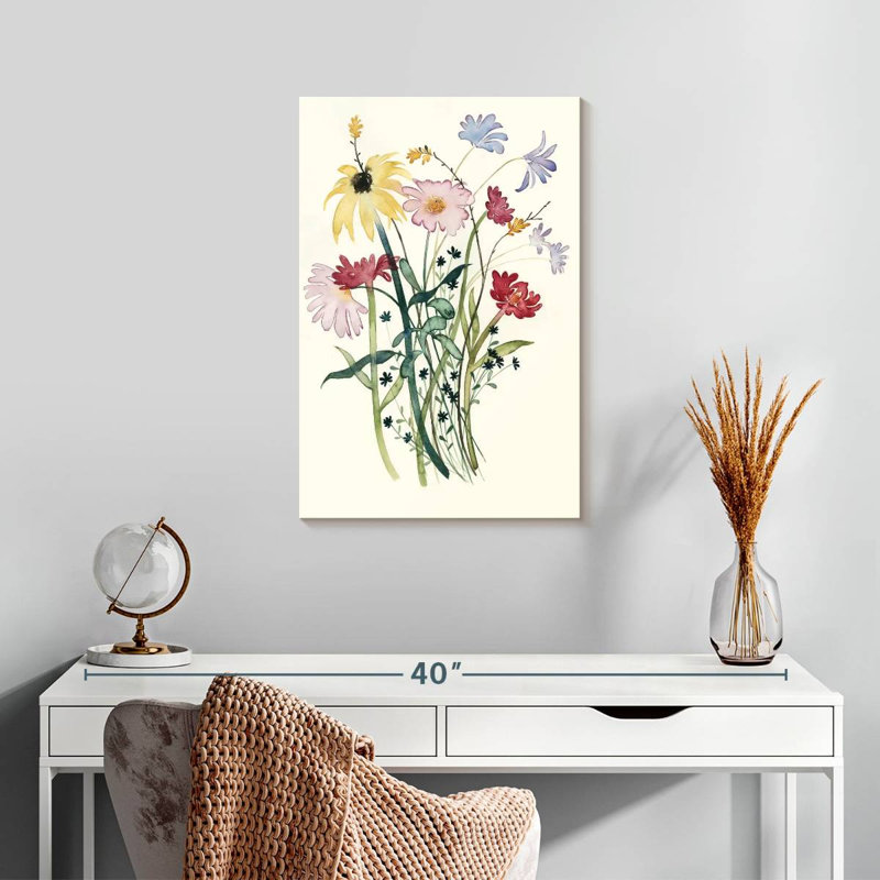 Harnek, aquarelle de fleurs sauvages I, H 24 po x l 16 po