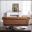Canapé Chesterfield classique en similicuir brun-98552540