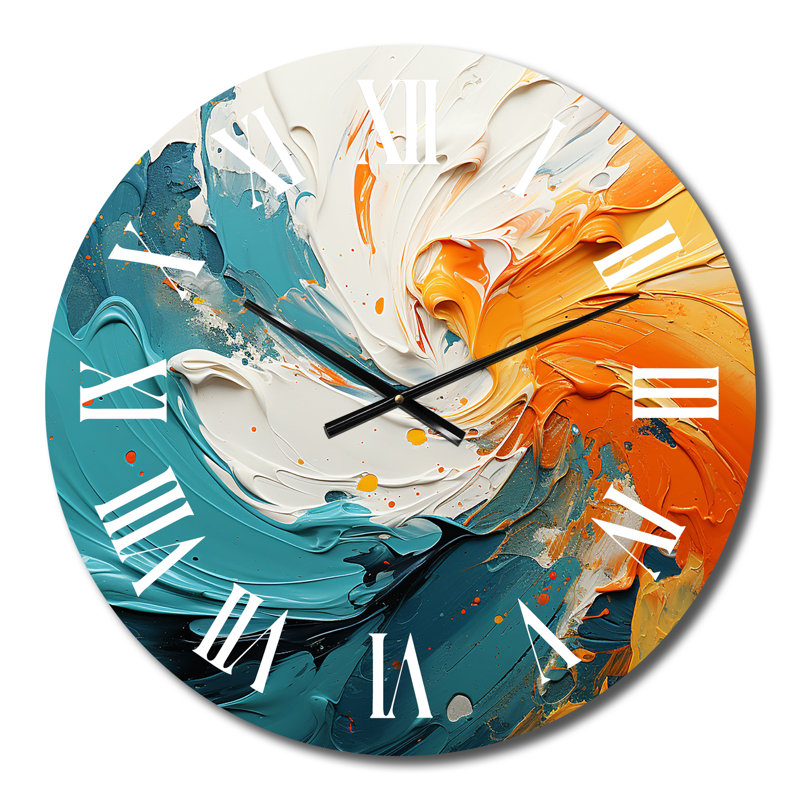 Horloge murale tourbillonnant mariage ambre électrique et bleu I, Petit