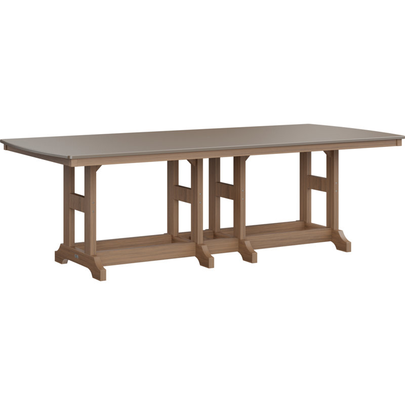 Berlin Gardens Garden Classic Rectangular Bar Table, Hammered Top Bronze, Antique Mahogany, 35.5" H x 96" W x 44" D