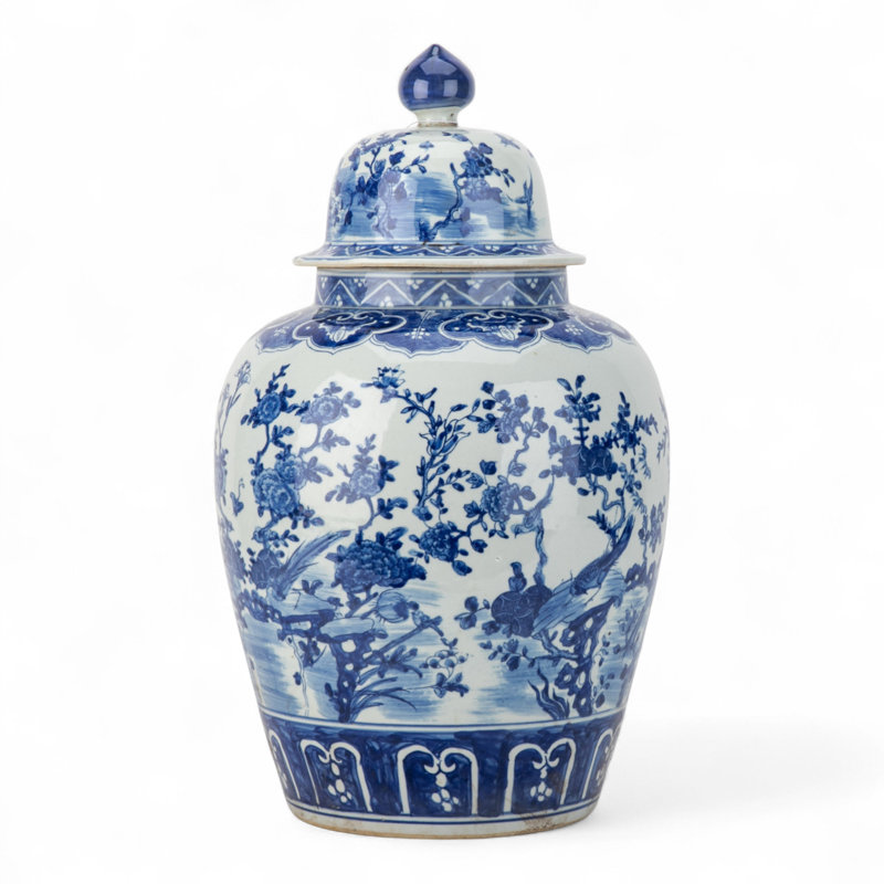 Large Blue and White Temple Jar