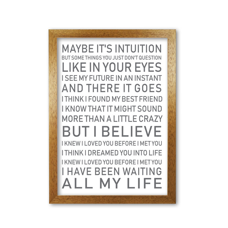 I Knew I Loved You - Print, Honey Oak Frame, 42 cm H x 30 cm W x 5 cm D