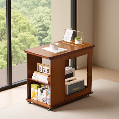 Bamboo Folding Edge Table With Movable Storage, Foldable Tabletop Suitable For Beds And Sofas, Saving Space, Multiple Storage Spaces