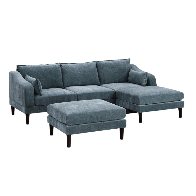 Contemporary 5Pcs Sectional, Mineral Color, One Arm Chairs, Armless Chair, Ottomans, Versatile Options Available 5 Relaxing Interior