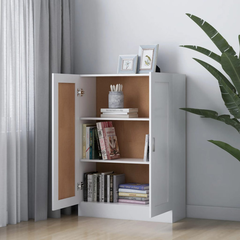 Bookshelf Book Cabinet Storage Cupboard File Cabinet Engineered Wood, White