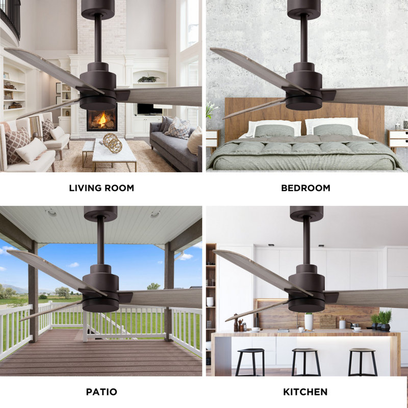Alessandra Outdoor Downrod Ceiling Fan, Gray Ash Tone, Textured Bronze