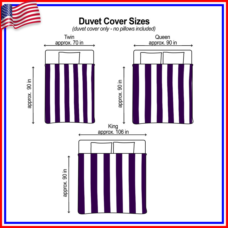 Purple White Stripes Duvet Covers, Lit simple