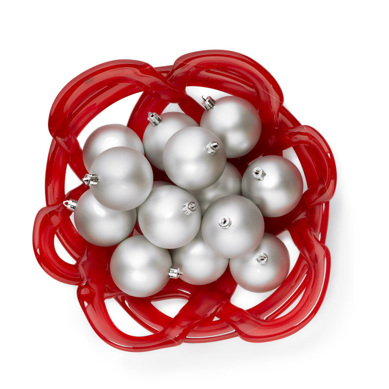 Basket Crystal Decorative Plate, Small (3" H x 12" W x 12" D), Red