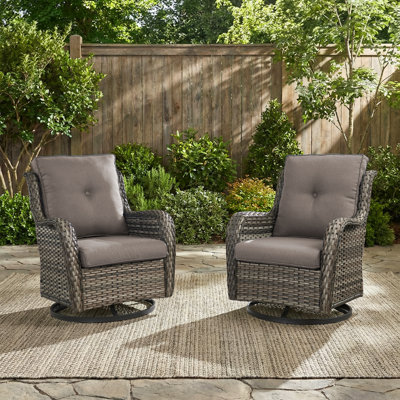 Mickala Outdoor Wicker 360 Degree Swivel Glider Rocker Chairs - Set of 2